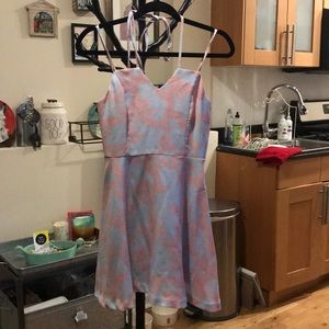 Lavender and Coral beach fit and flare dress